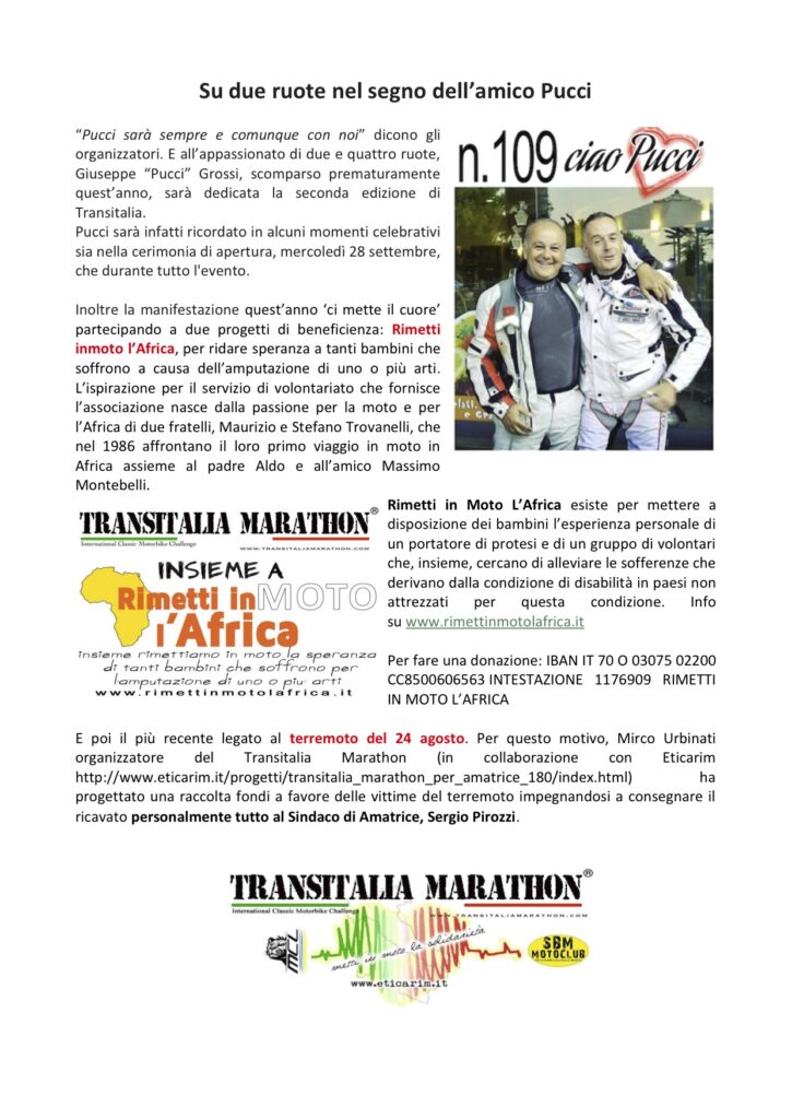comunicato stampa Transitalia Marathon2
